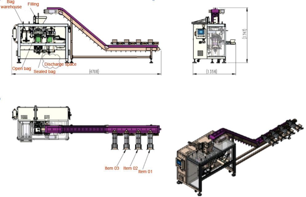 Automatic gusset pouch open and sealing machine AP-3BT